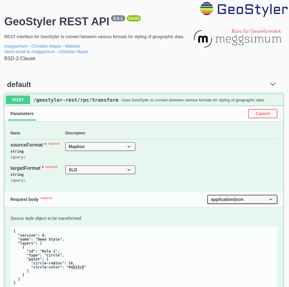 GeoStyler-REST zur webbasierten Nutzung der GeoStyler-Parser ohne die GeoStyler UI