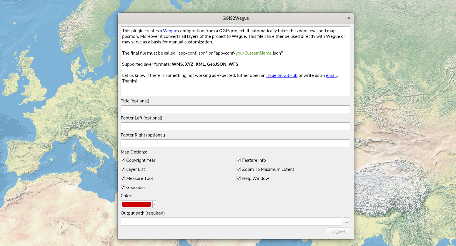 QGIS2Wegue - QGIS-Plugin zur interaktiven Erstellung von Wegue Konfigurationen